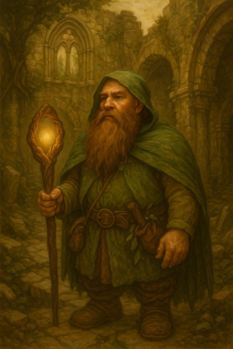 Adventurer searching a dungeon chamber